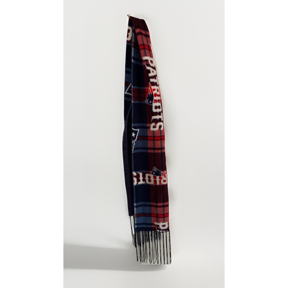 New England Patriots Plaid Blue Red Fleece Scarf 60x5"